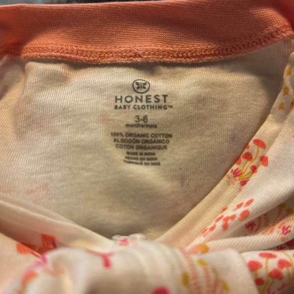 Honest Baby Sleeper Pink Mushrooms Organic Cotton 3-6 months New with tags - Picture 3 of 8